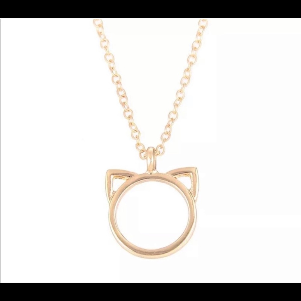 Gold Purrrfection Cat Ears Necklace - NEW - Picture 3 of 3